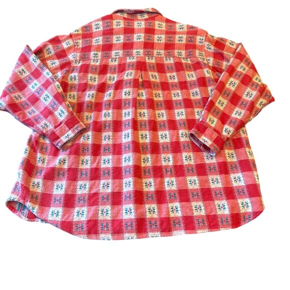 Venezia Jeans Red Plaid Button-Up Shirt 18/20 100% Cotton Holiday Vintage 90s - Picture 6 of 6